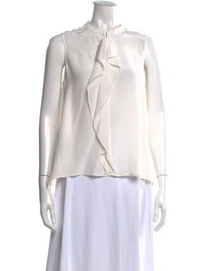 Pre-owned Donna Karan Silk Tie Neck Blouse In Neutral