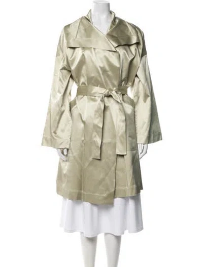Pre-owned Donna Karan Silk Trench Coat In Green