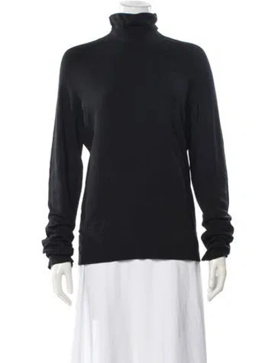 Pre-owned Donna Karan Silk Turtleneck Top In Gray