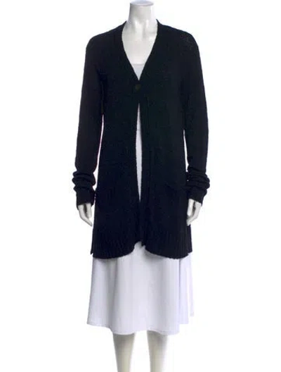 Pre-owned Donna Karan Silk V-neck Sweater In Black