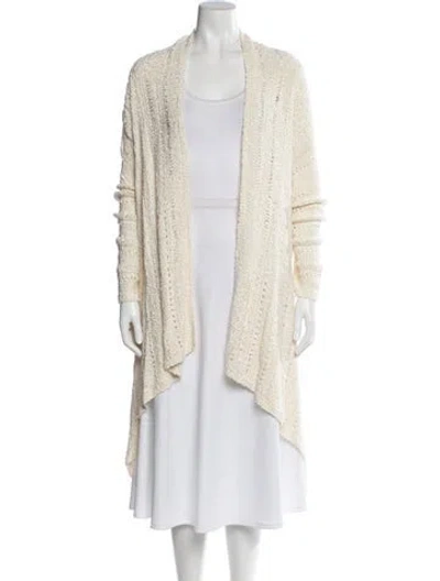 Pre-owned Donna Karan Silk V-neck Sweater In White