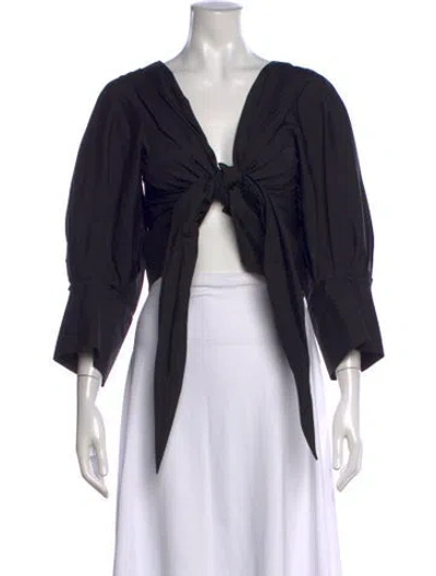 Pre-owned Donna Karan Silk V-neck Top In Black