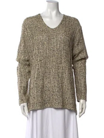 Pre-owned Donna Karan Silk V-neck Top In Neutral