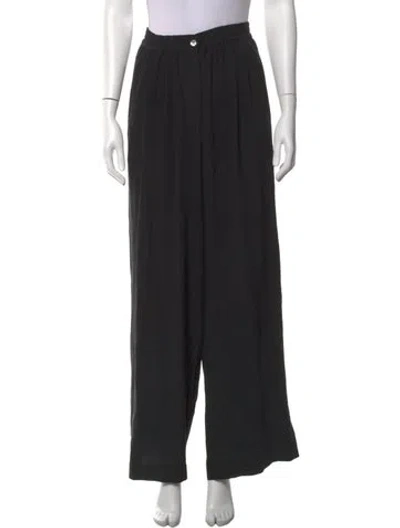Pre-owned Donna Karan Silk Wide Leg Pants In Black