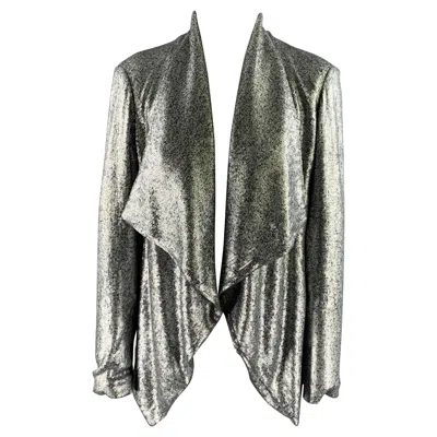 Pre-owned Donna Karan Size 6 Grey Silver Sequin Polyester Viscose Jacket In Gray