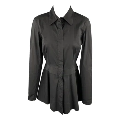 Pre-owned Donna Karan Size 8 Black Cotton Blend Long Sleeve Mini Dress