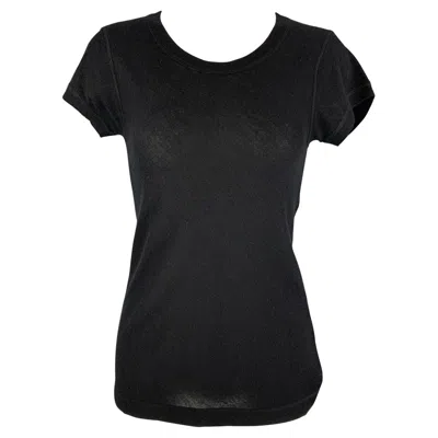 Pre-owned Donna Karan Size M Black Cashmere / Silk Short Sleeve Casual Top