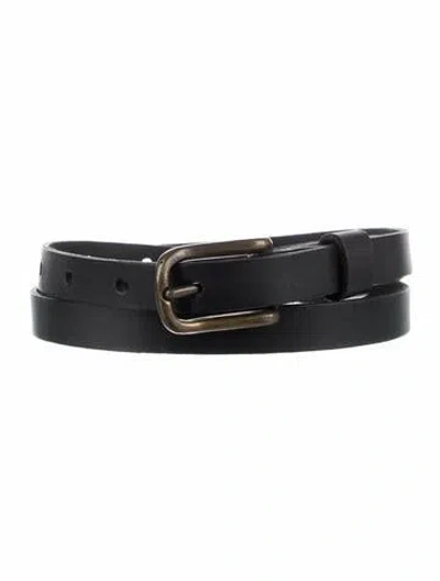 Pre-owned Donna Karan Skinny Leather Belt In Black