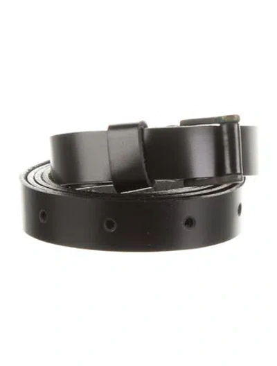 Pre-owned Donna Karan Skinny Leather Belt In Black