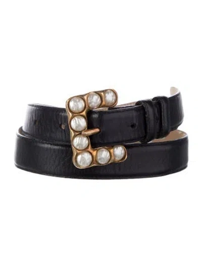 Pre-owned Donna Karan Skinny Leather Belt In Black