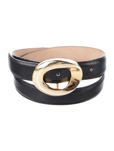 Pre-owned Donna Karan Skinny Leather Belt In Black