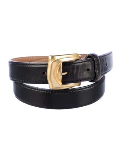 Pre-owned Donna Karan Skinny Leather Belt In Black