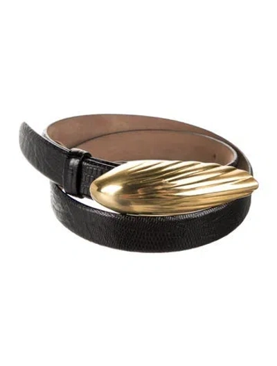 Pre-owned Donna Karan Skinny Leather Belt In Black