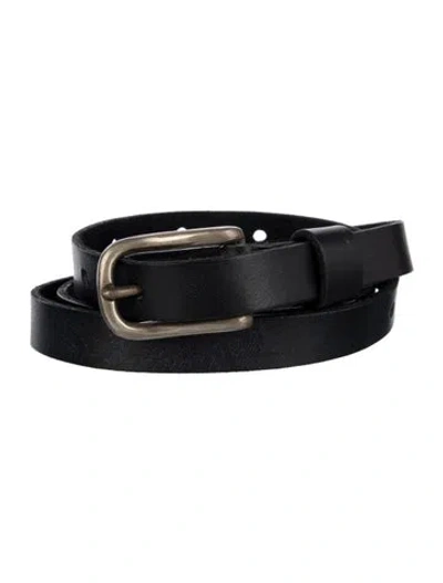 Pre-owned Donna Karan Skinny Leather Belt In Black