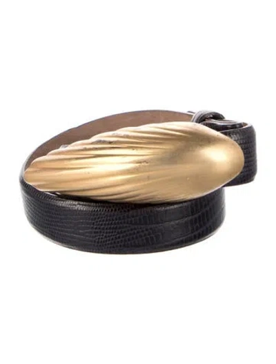 Pre-owned Donna Karan Skinny Leather Belt In Black