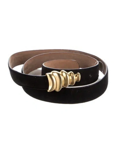 Pre-owned Donna Karan Skinny Leather Belt Kit In Black/gold