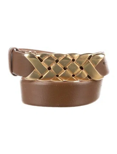 Pre-owned Donna Karan Skinny Leather Belt In Neutrals