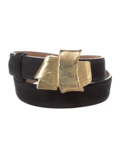 Pre-owned Donna Karan Skinny Leather Waist Belt In Black