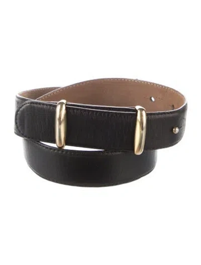 Pre-owned Donna Karan Skinny Leather Waist Belt In Black