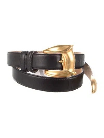 Pre-owned Donna Karan Skinny Leather Waist Belt In Black