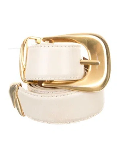 Pre-owned Donna Karan Skinny Leather Waist Belt In Neutral