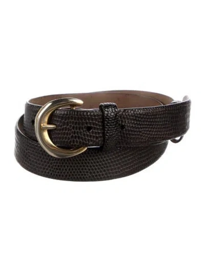 Pre-owned Donna Karan Skinny Lizard Belt In Black/brown
