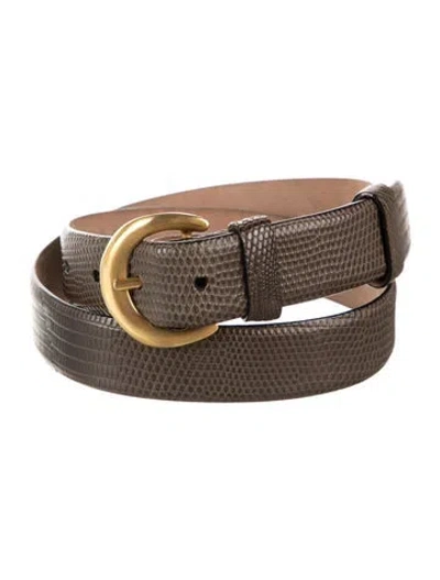 Pre-owned Donna Karan Skinny Lizard Belt In Brown