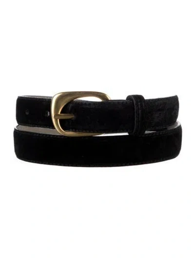 Pre-owned Donna Karan Skinny Suede Belt In Black