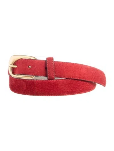 Pre-owned Donna Karan Skinny Suede Belt In Red