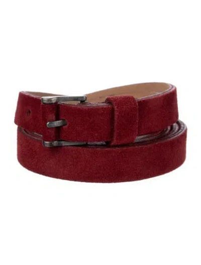 Pre-owned Donna Karan Skinny Suede Belt In Red