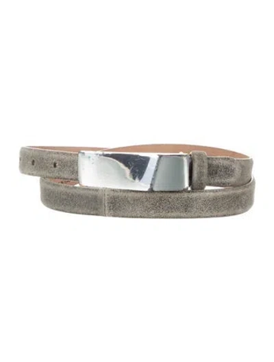 Pre-owned Donna Karan Skinny Suede Waist Belt In Green