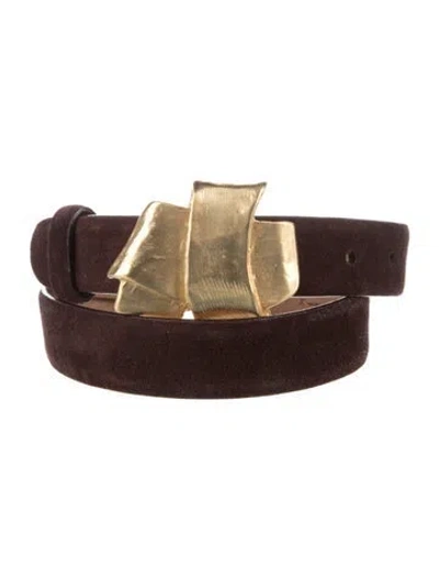 Pre-owned Donna Karan Skinny Velvet Waist Belt In Purple