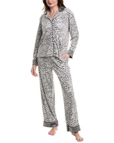 Donna Karan Sleepwear 2pc Velour Pajama Pant Set In Grey