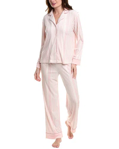 Donna Karan Sleepwear 2pc Velour Pajama Pant Set In Pink