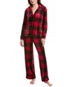 Donna Karan Sleepwear 2pc Velour Pajama Pant Set In Red