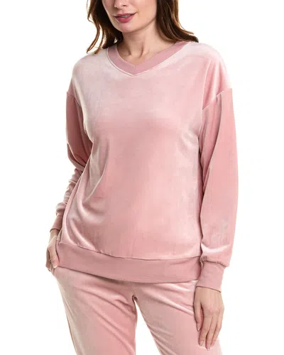 Donna Karan Sleepwear Velour Sleep Top In Pink