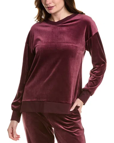 Donna Karan Sleepwear Velour Sleep Top In Red