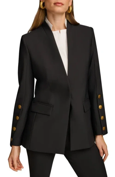 DONNA KARAN DONNA KARAN NEW YORK SLEEVE BUTTON DETAIL SHAWL COLLAR JACKET