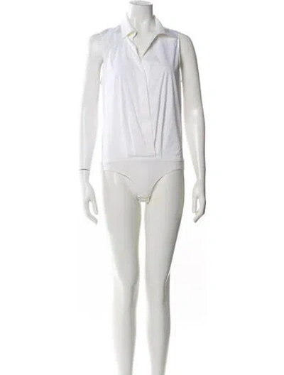 Pre-owned Donna Karan Sleeveless Bodysuit In White