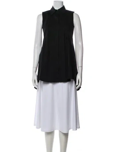 Pre-owned Donna Karan Sleeveless Button-up Top In Black