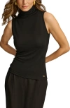 Donna Karan New York Sleeveless Funnel Neck Knit Top In Black