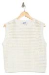 Donna Karan Sleeveless Open Stitch Sweater In White