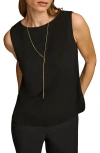 Donna Karan Sleeveless Crewneck Top In Black