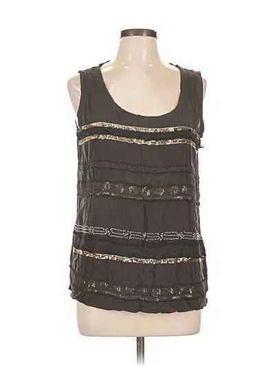 Pre-owned Donna Karan Sleeveless Silk Top Brown Scoop Neck Tops