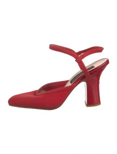 Pre-owned Donna Karan Slingback Pumps In Red