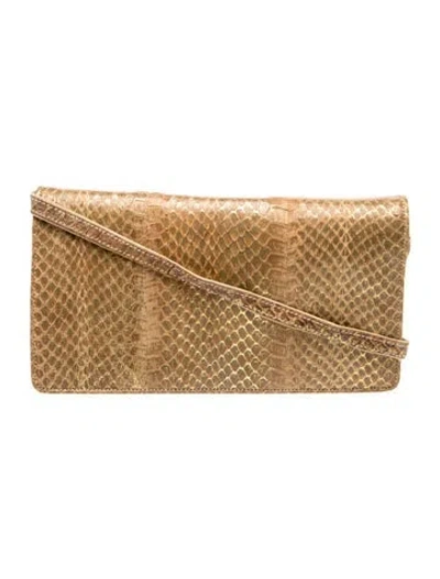 Pre-owned Donna Karan Snakeskin Evening Bag In Neutral