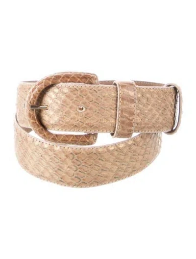 Pre-owned Donna Karan Snakeskin Waist Belt In Neutrals