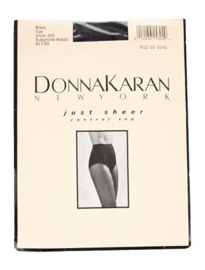 Pre-owned Donna Karan Solid Nylon Hosiery In Black