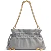 Donna Karan Southold Leather Clutch With Chain Strap In Pearl Grey
