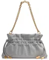 Donna Karan Southold Leather Clutch With Chain Strap In Pearl Grey